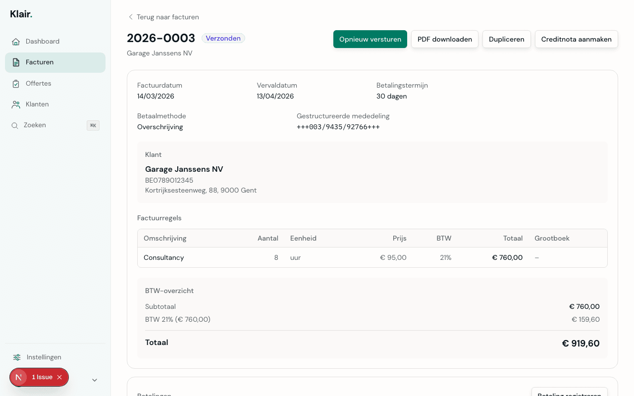 Factuur versturen via Peppol